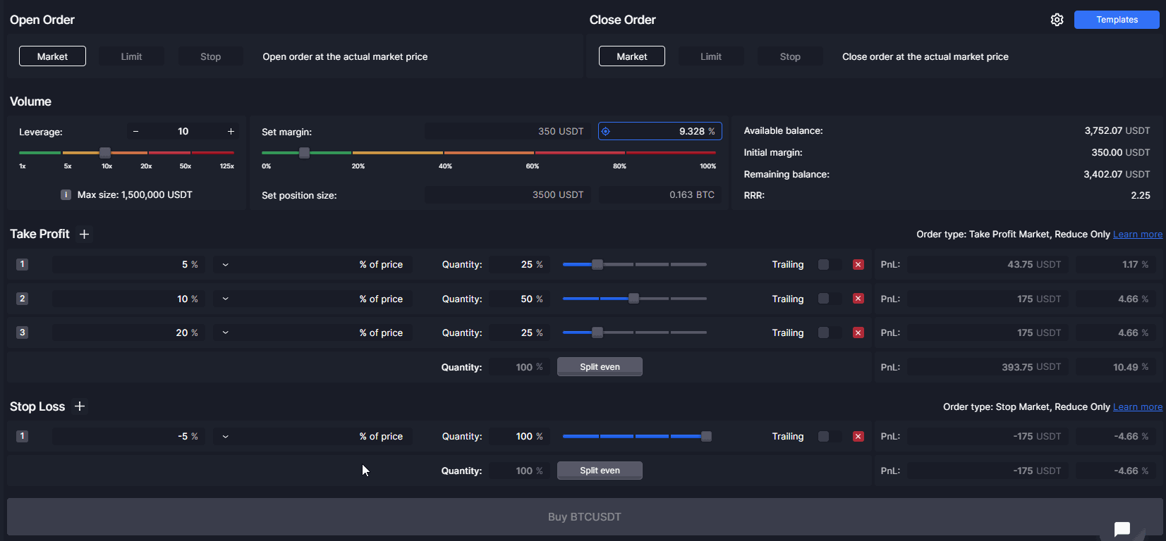 Cleo.finance protections settings in basic and advanced mode