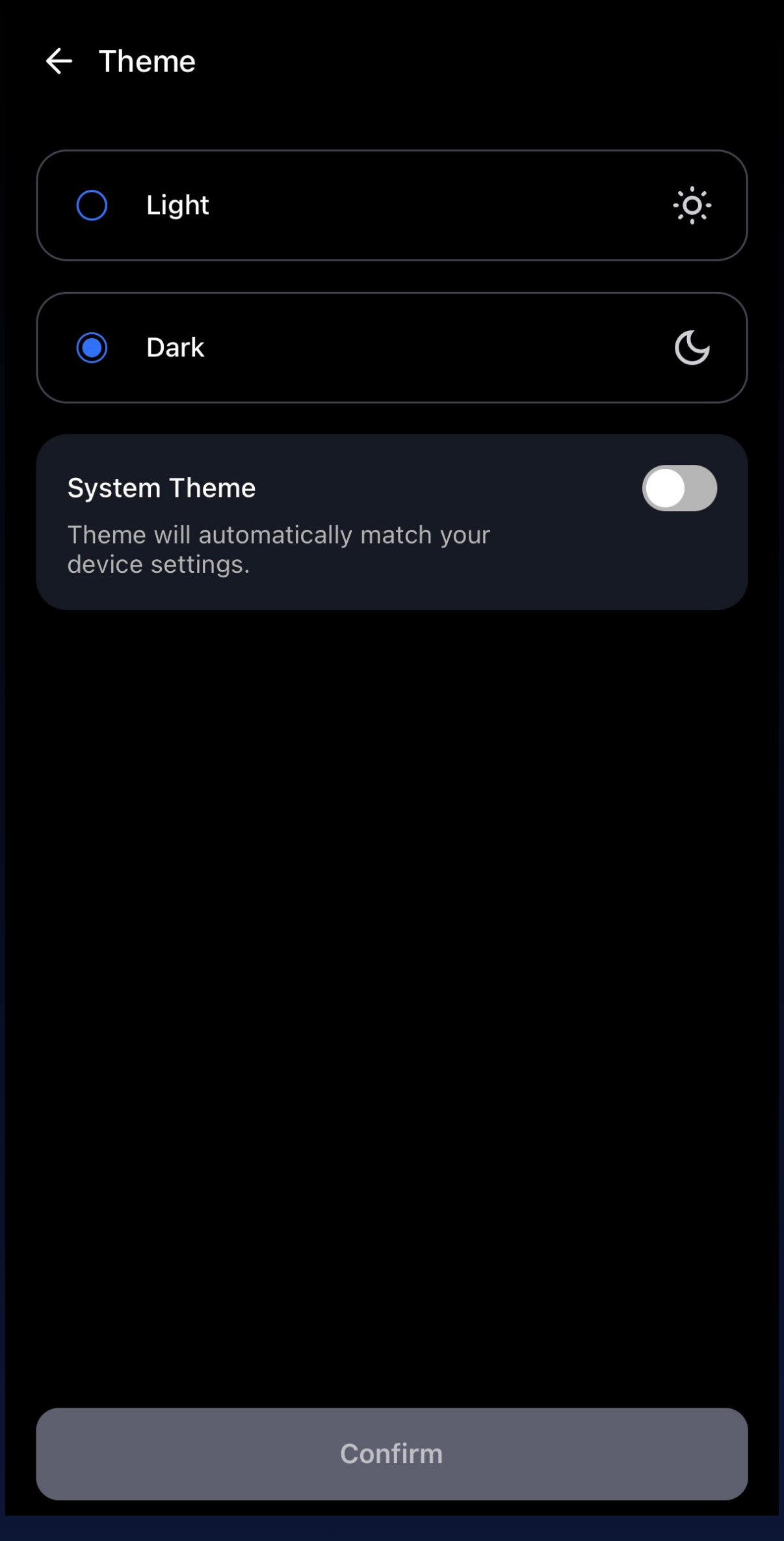 the oage where theme selection happens in the cleo mobile app